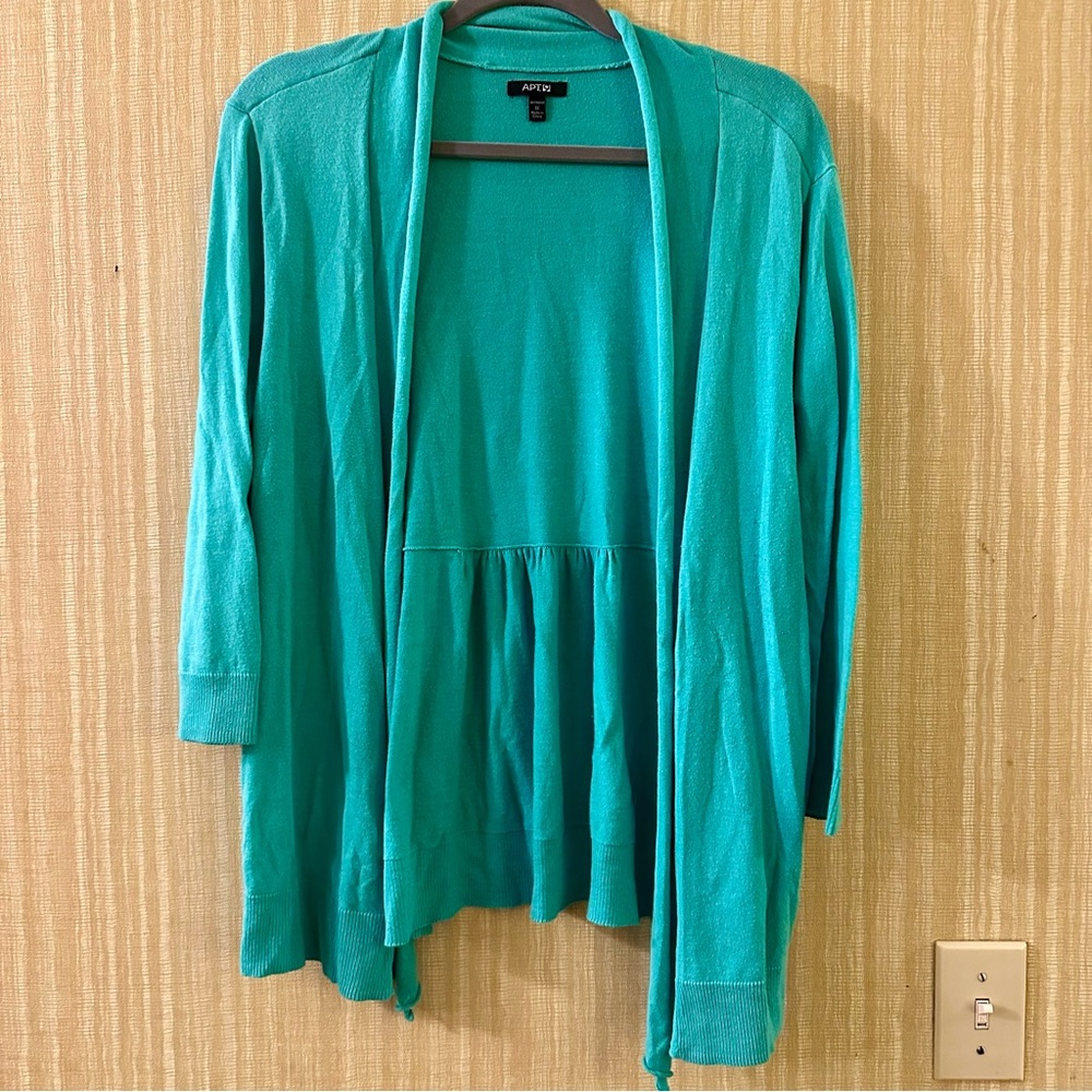 Apt. 9 Women's Teal Open-Front Sweater Plus Size 1X